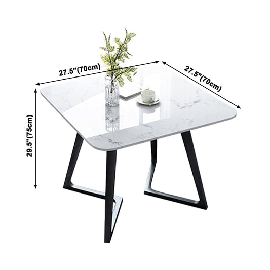 Industrial Square Shape Sintered Stone Dining Table White Standard Dining Table for Kitchen