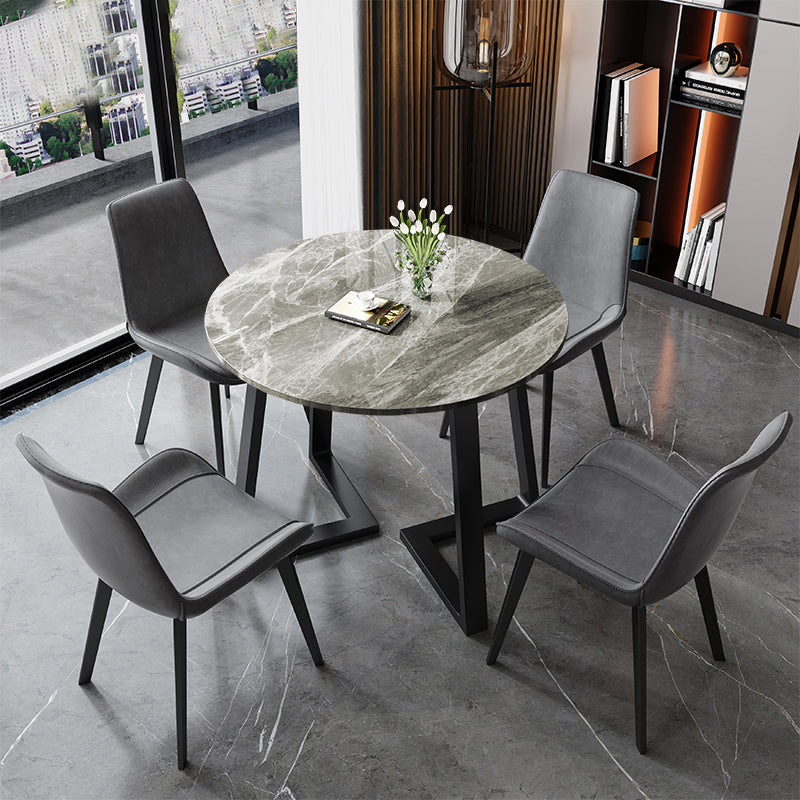 Glam Round 31 inch Dining Table Standard Sintered Stone Dining Table with for Kitchen Clearhalo ' dining_table' 'Dining Tables & Seating' 'Dining Tables' 'furn' 'furn_dining_table' 'Furniture' 'furniture_dining_table' 'Kitchen & Dining Furniture' 'kitchen&dining_furn' 'kitchen' 'kitchen_dining_table' 3945438