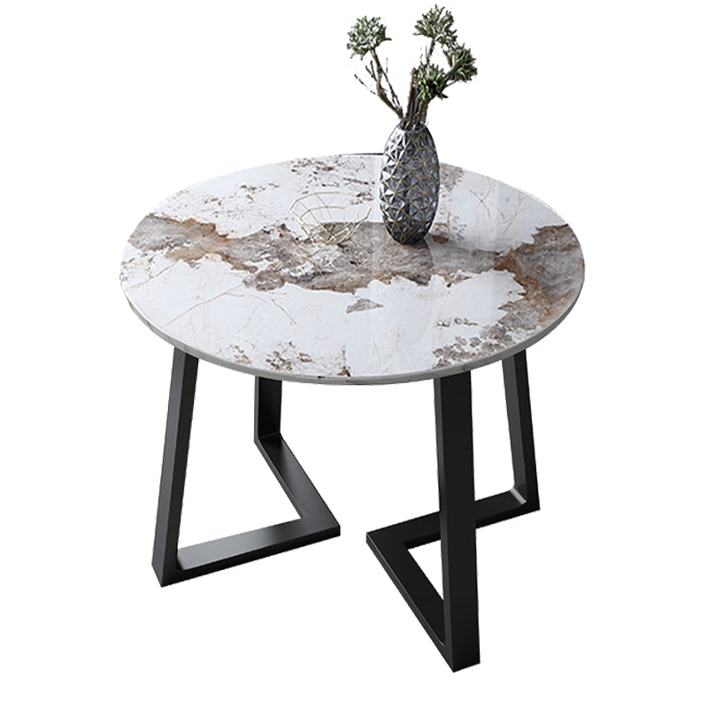 Glam Round 31 inch Dining Table Standard Sintered Stone Dining Table with for Kitchen Brown Without Chairs Clearhalo ' dining_table' 'Dining Tables & Seating' 'Dining Tables' 'furn' 'furn_dining_table' 'Furniture' 'furniture_dining_table' 'Kitchen & Dining Furniture' 'kitchen&dining_furn' 'kitchen' 'kitchen_dining_table' 3945440