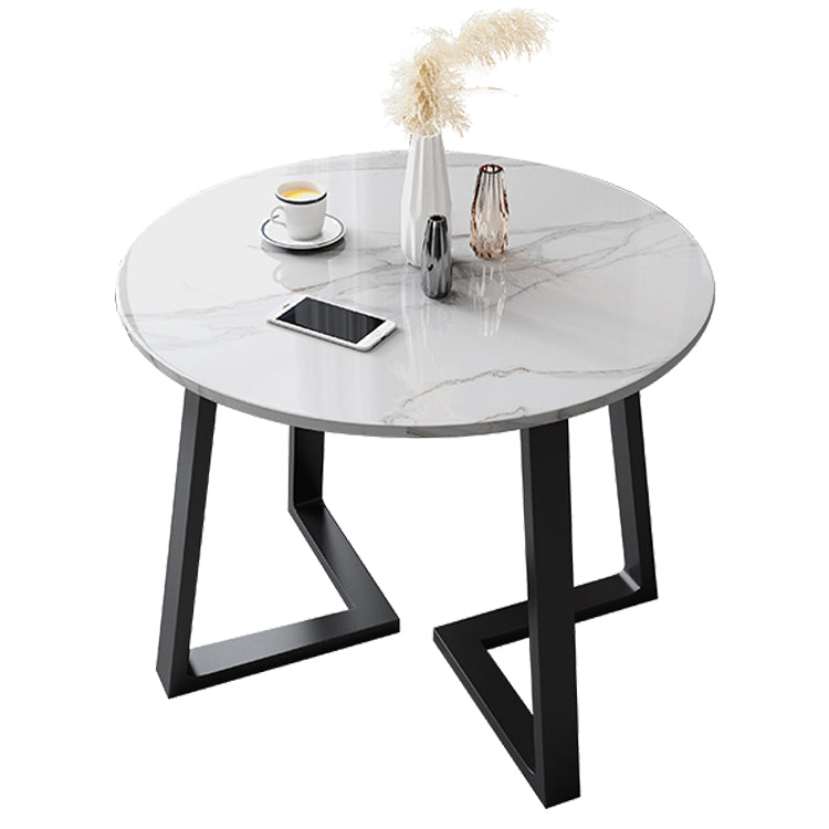 Glam Round 31 inch Dining Table Standard Sintered Stone Dining Table with for Kitchen White Without Chairs Clearhalo ' dining_table' 'Dining Tables & Seating' 'Dining Tables' 'furn' 'furn_dining_table' 'Furniture' 'furniture_dining_table' 'Kitchen & Dining Furniture' 'kitchen&dining_furn' 'kitchen' 'kitchen_dining_table' 3945444