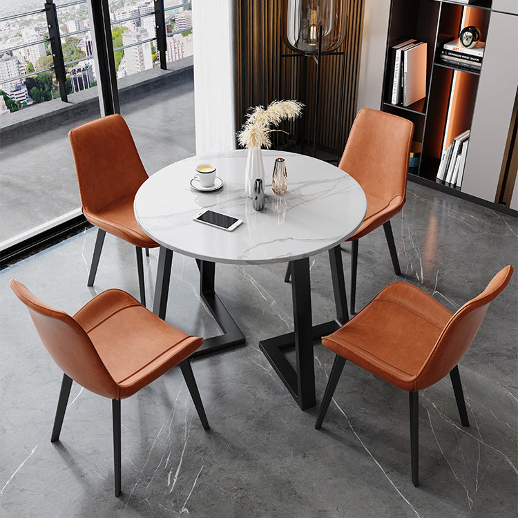 Glam Round 31 inch Dining Table Standard Sintered Stone Dining Table with for Kitchen Clearhalo ' dining_table' 'Dining Tables & Seating' 'Dining Tables' 'furn' 'furn_dining_table' 'Furniture' 'furniture_dining_table' 'Kitchen & Dining Furniture' 'kitchen&dining_furn' 'kitchen' 'kitchen_dining_table' 3945445