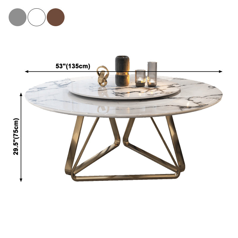 Glam Sintered Stone Top Standard Dining Table Round Shape Dining Table for Kitchen Clearhalo ' dining_table' 'Dining Tables & Seating' 'Dining Tables' 'furn' 'furn_dining_table' 'Furniture' 'furniture_dining_table' 'Kitchen & Dining Furniture' 'kitchen&dining_furn' 'kitchen' 'kitchen_dining_table' 3945457