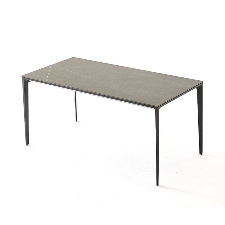 Industrial Sintered Stone Dining Table 4 Legs Solid Aluminum Base Rectangle Table for Home Gray Without Chairs Clearhalo ' dining_table' 'Dining Tables & Seating' 'Dining Tables' 'furn' 'furn_dining_table' 'Furniture' 'furniture_dining_table' 'Kitchen & Dining Furniture' 'kitchen&dining_furn' 'kitchen' 'kitchen_dining_table' 3945467