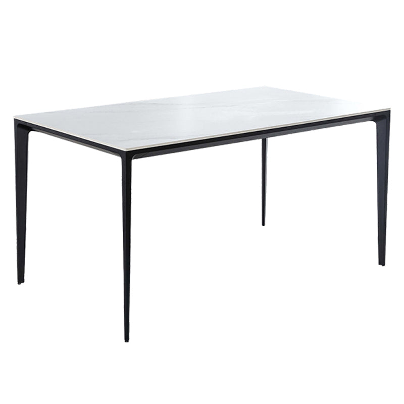 Industrial Sintered Stone Dining Table 4 Legs Solid Aluminum Base Rectangle Table for Home White Without Chairs Clearhalo ' dining_table' 'Dining Tables & Seating' 'Dining Tables' 'furn' 'furn_dining_table' 'Furniture' 'furniture_dining_table' 'Kitchen & Dining Furniture' 'kitchen&dining_furn' 'kitchen' 'kitchen_dining_table' 3945471