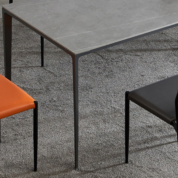 Industrial Sintered Stone Dining Table 4 Legs Solid Aluminum Base Rectangle Table for Home Clearhalo ' dining_table' 'Dining Tables & Seating' 'Dining Tables' 'furn' 'furn_dining_table' 'Furniture' 'furniture_dining_table' 'Kitchen & Dining Furniture' 'kitchen&dining_furn' 'kitchen' 'kitchen_dining_table' 3945474