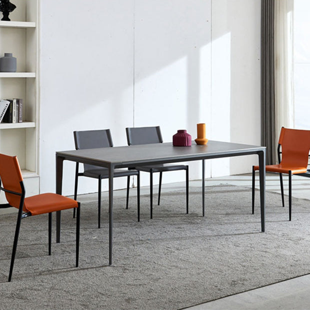Industrial Sintered Stone Dining Table 4 Legs Solid Aluminum Base Rectangle Table for Home Clearhalo ' dining_table' 'Dining Tables & Seating' 'Dining Tables' 'furn' 'furn_dining_table' 'Furniture' 'furniture_dining_table' 'Kitchen & Dining Furniture' 'kitchen&dining_furn' 'kitchen' 'kitchen_dining_table' 3945476