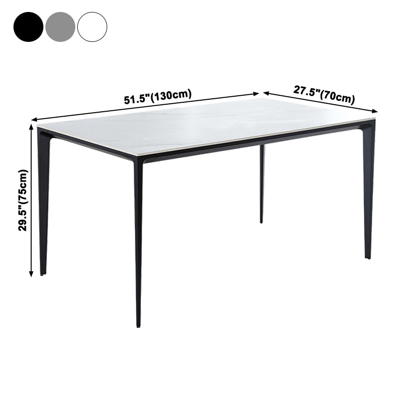 Industrial Sintered Stone Dining Table 4 Legs Solid Aluminum Base Rectangle Table for Home Clearhalo ' dining_table' 'Dining Tables & Seating' 'Dining Tables' 'furn' 'furn_dining_table' 'Furniture' 'furniture_dining_table' 'Kitchen & Dining Furniture' 'kitchen&dining_furn' 'kitchen' 'kitchen_dining_table' 3945479