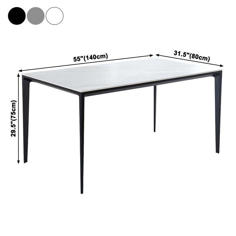 Industrial Sintered Stone Dining Table 4 Legs Solid Aluminum Base Rectangle Table for Home Clearhalo ' dining_table' 'Dining Tables & Seating' 'Dining Tables' 'furn' 'furn_dining_table' 'Furniture' 'furniture_dining_table' 'Kitchen & Dining Furniture' 'kitchen&dining_furn' 'kitchen' 'kitchen_dining_table' 3945480