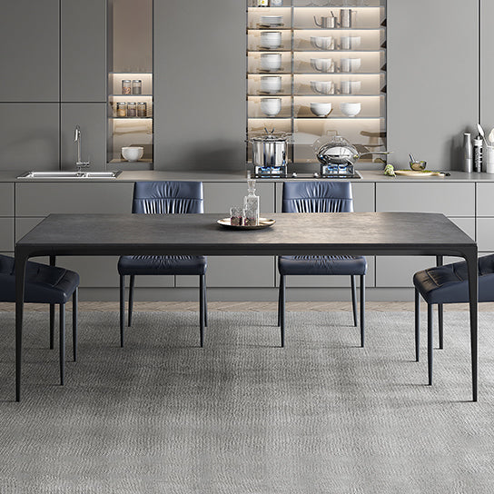 Industrial Sintered Stone Dining Table 4 Legs Solid Aluminum Alloy Base Rectangle Table for Home Clearhalo ' dining_table' 'Dining Tables & Seating' 'Dining Tables' 'furn' 'furn_dining_table' 'Furniture' 'furniture_dining_table' 'Kitchen & Dining Furniture' 'kitchen&dining_furn' 'kitchen' 'kitchen_dining_table' 3945486