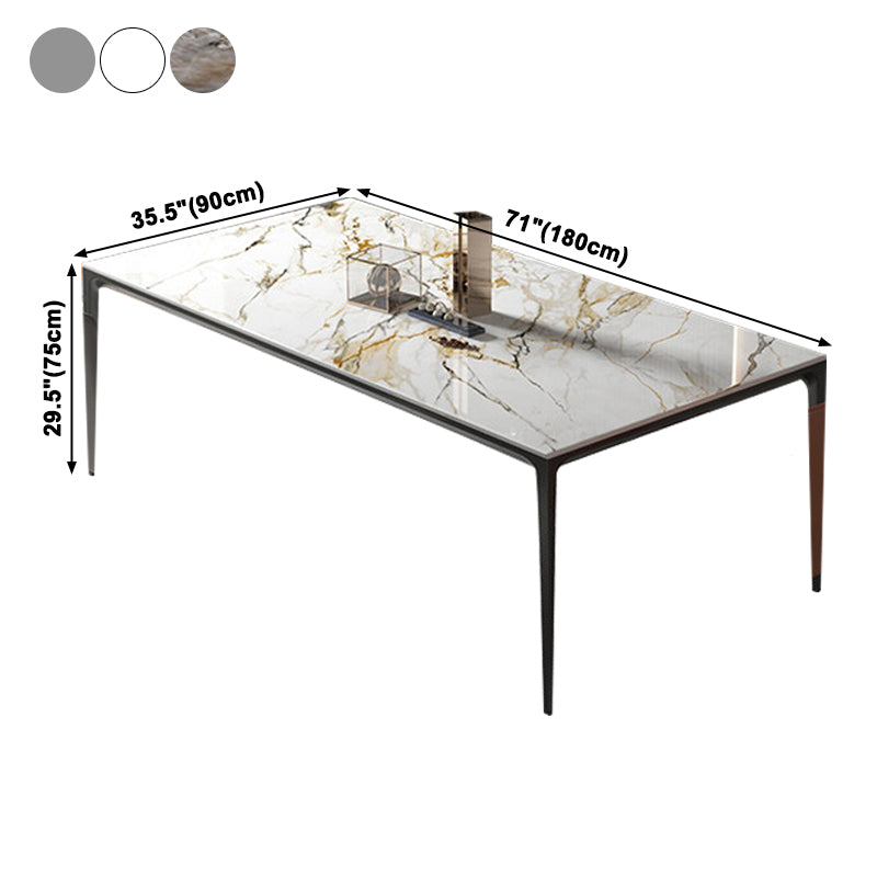 Industrial Sintered Stone Dining Table 4 Legs Solid Aluminum Alloy Base Rectangle Table for Home Clearhalo ' dining_table' 'Dining Tables & Seating' 'Dining Tables' 'furn' 'furn_dining_table' 'Furniture' 'furniture_dining_table' 'Kitchen & Dining Furniture' 'kitchen&dining_furn' 'kitchen' 'kitchen_dining_table' 3945493