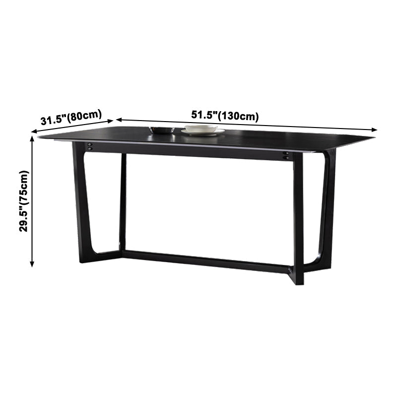 Industrial Sintered Stone Dining Table Trestle Base Rectangle Table for Home Clearhalo ' dining_table' 'Dining Tables & Seating' 'Dining Tables' 'furn' 'furn_dining_table' 'Furniture' 'furniture_dining_table' 'Kitchen & Dining Furniture' 'kitchen&dining_furn' 'kitchen' 'kitchen_dining_table' 3945503