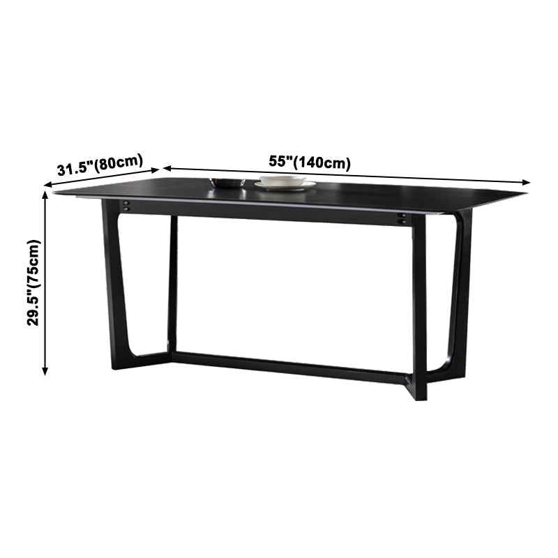 Industrial Sintered Stone Dining Table Trestle Base Rectangle Table for Home Clearhalo ' dining_table' 'Dining Tables & Seating' 'Dining Tables' 'furn' 'furn_dining_table' 'Furniture' 'furniture_dining_table' 'Kitchen & Dining Furniture' 'kitchen&dining_furn' 'kitchen' 'kitchen_dining_table' 3945504
