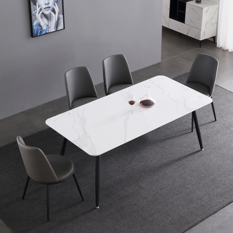 Industrial Sintered Stone Dining Table 4 Legs Base Rectangle Table for Home Clearhalo ' dining_table' 'Dining Tables & Seating' 'Dining Tables' 'furn' 'furn_dining_table' 'Furniture' 'furniture_dining_table' 'Kitchen & Dining Furniture' 'kitchen&dining_furn' 'kitchen' 'kitchen_dining_table' 3945508