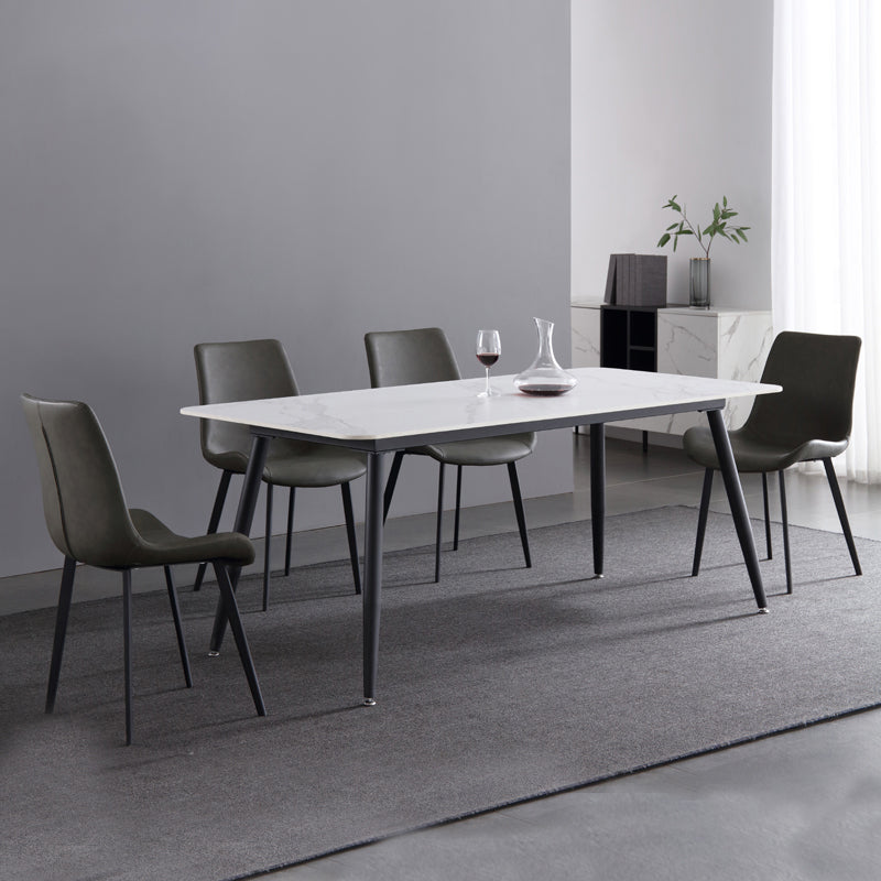 Industrial Sintered Stone Dining Table 4 Legs Base Rectangle Table for Home Clearhalo ' dining_table' 'Dining Tables & Seating' 'Dining Tables' 'furn' 'furn_dining_table' 'Furniture' 'furniture_dining_table' 'Kitchen & Dining Furniture' 'kitchen&dining_furn' 'kitchen' 'kitchen_dining_table' 3945509