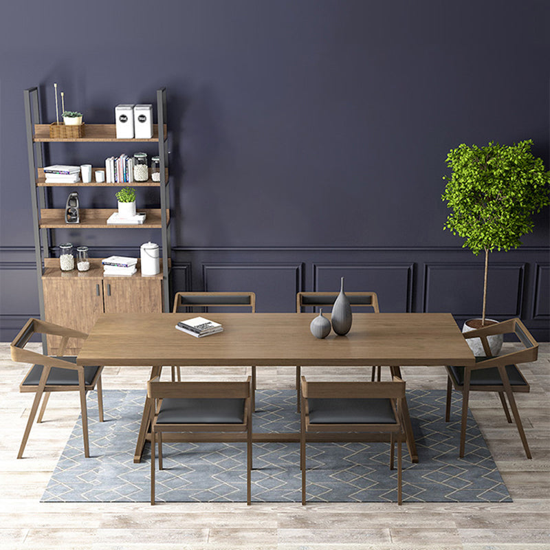 Solid Wood Industrial Rectangular Dining Table Solid Wood Top Table with Trestle Clearhalo ' dining_table' 'Dining Tables & Seating' 'Dining Tables' 'furn' 'furn_dining_table' 'Furniture' 'furniture_dining_table' 'Kitchen & Dining Furniture' 'kitchen&dining_furn' 'kitchen' 'kitchen_dining_table' 3945544