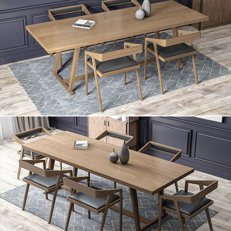 Solid Wood Industrial Rectangular Dining Table Solid Wood Top Table with Trestle Clearhalo ' dining_table' 'Dining Tables & Seating' 'Dining Tables' 'furn' 'furn_dining_table' 'Furniture' 'furniture_dining_table' 'Kitchen & Dining Furniture' 'kitchen&dining_furn' 'kitchen' 'kitchen_dining_table' 3945548