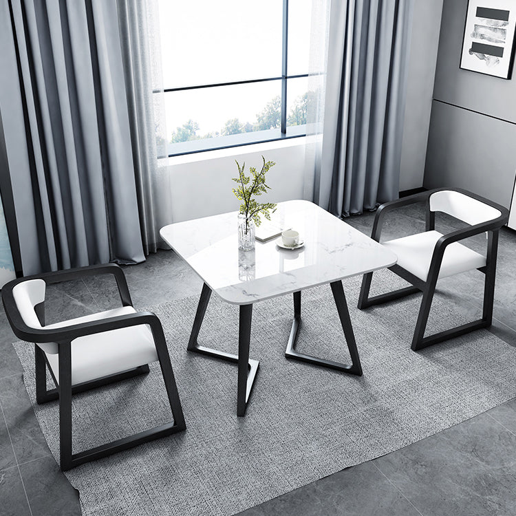 Modern Style White Dining Table Sintered Stone Table with Wooden Base for Home Clearhalo ' dining_table' 'Dining Tables & Seating' 'Dining Tables' 'furn' 'furn_dining_table' 'Furniture' 'furniture_dining_table' 'Kitchen & Dining Furniture' 'kitchen&dining_furn' 'kitchen' 'kitchen_dining_table' 3945556