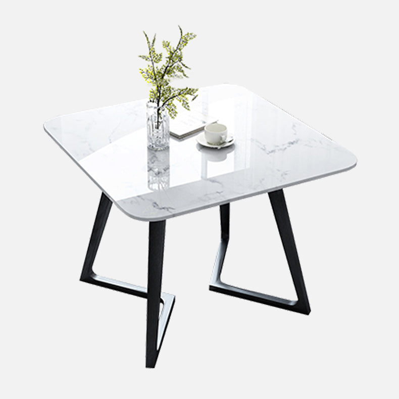 Modern Style White Dining Table Sintered Stone Table with Wooden Base for Home Square Without Chairs Clearhalo ' dining_table' 'Dining Tables & Seating' 'Dining Tables' 'furn' 'furn_dining_table' 'Furniture' 'furniture_dining_table' 'Kitchen & Dining Furniture' 'kitchen&dining_furn' 'kitchen' 'kitchen_dining_table' 3945557