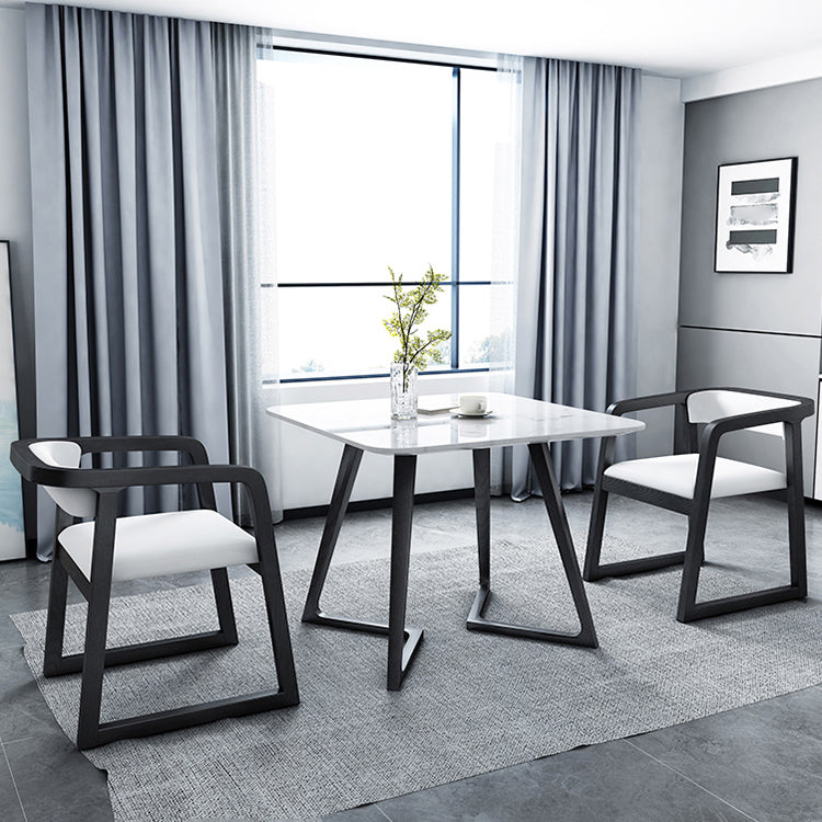 Modern Style White Dining Table Sintered Stone Table with Wooden Base for Home Clearhalo ' dining_table' 'Dining Tables & Seating' 'Dining Tables' 'furn' 'furn_dining_table' 'Furniture' 'furniture_dining_table' 'Kitchen & Dining Furniture' 'kitchen&dining_furn' 'kitchen' 'kitchen_dining_table' 3945560