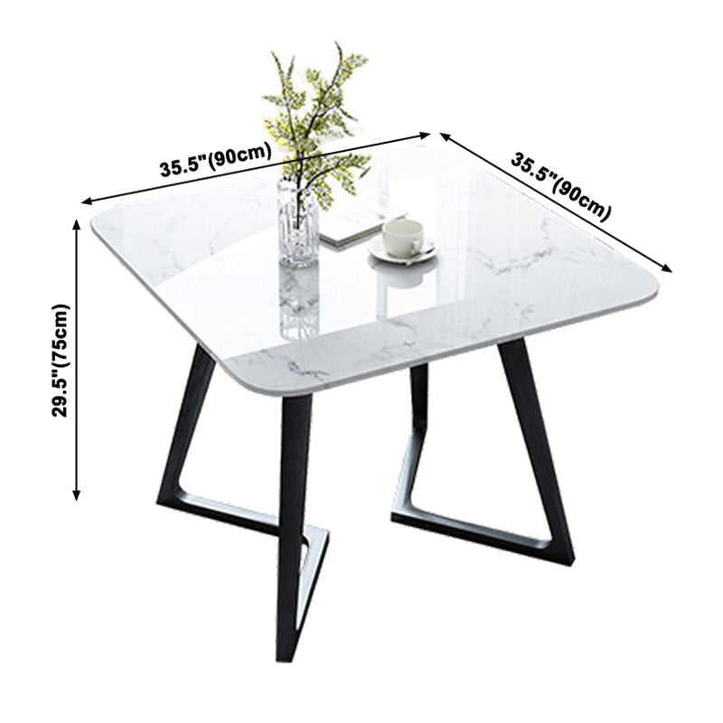 Modern Style White Dining Table Sintered Stone Table with Wooden Base for Home Clearhalo ' dining_table' 'Dining Tables & Seating' 'Dining Tables' 'furn' 'furn_dining_table' 'Furniture' 'furniture_dining_table' 'Kitchen & Dining Furniture' 'kitchen&dining_furn' 'kitchen' 'kitchen_dining_table' 3945569