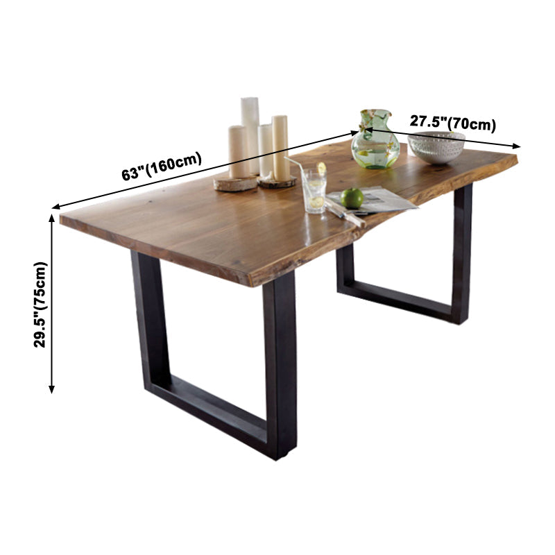 Metal Industrial Rectangle Dining Table Solid Wood Top Table with Sled Base Clearhalo ' dining_table' 'Dining Tables & Seating' 'Dining Tables' 'furn' 'furn_dining_table' 'Furniture' 'furniture_dining_table' 'Kitchen & Dining Furniture' 'kitchen&dining_furn' 'kitchen' 'kitchen_dining_table' 3945579