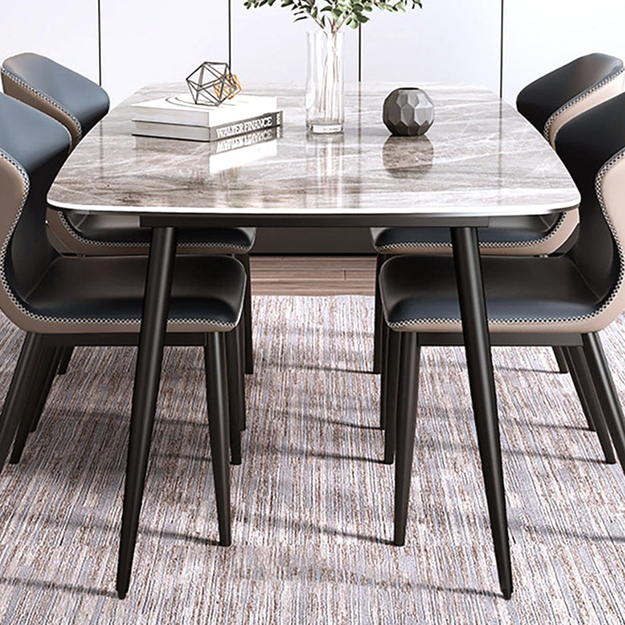 Industrial Sintered Stone Dining Table 4 Legs Carbon Steel Base Rectangle Table for Home Clearhalo ' dining_table' 'Dining Tables & Seating' 'Dining Tables' 'furn' 'furn_dining_table' 'Furniture' 'furniture_dining_table' 'Kitchen & Dining Furniture' 'kitchen&dining_furn' 'kitchen' 'kitchen_dining_table' 3945610