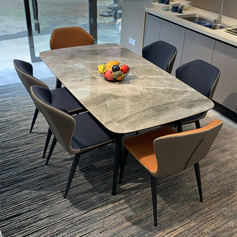 Industrial Sintered Stone Dining Table 4 Legs Carbon Steel Base Rectangle Table for Home Clearhalo ' dining_table' 'Dining Tables & Seating' 'Dining Tables' 'furn' 'furn_dining_table' 'Furniture' 'furniture_dining_table' 'Kitchen & Dining Furniture' 'kitchen&dining_furn' 'kitchen' 'kitchen_dining_table' 3945611