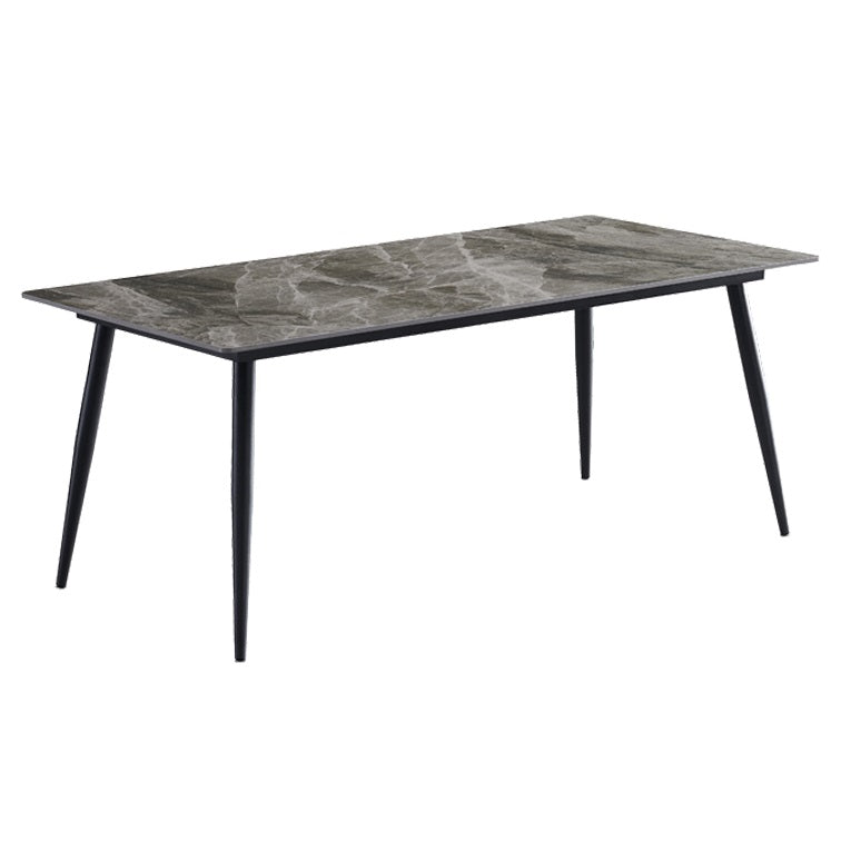 Industrial Sintered Stone Dining Table 4 Legs Carbon Steel Base Rectangle Table for Home Gray Without Chairs Clearhalo ' dining_table' 'Dining Tables & Seating' 'Dining Tables' 'furn' 'furn_dining_table' 'Furniture' 'furniture_dining_table' 'Kitchen & Dining Furniture' 'kitchen&dining_furn' 'kitchen' 'kitchen_dining_table' 3945613