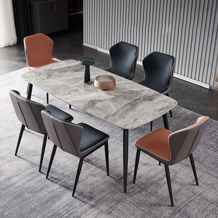 Industrial Sintered Stone Dining Table 4 Legs Carbon Steel Base Rectangle Table for Home Clearhalo ' dining_table' 'Dining Tables & Seating' 'Dining Tables' 'furn' 'furn_dining_table' 'Furniture' 'furniture_dining_table' 'Kitchen & Dining Furniture' 'kitchen&dining_furn' 'kitchen' 'kitchen_dining_table' 3945614