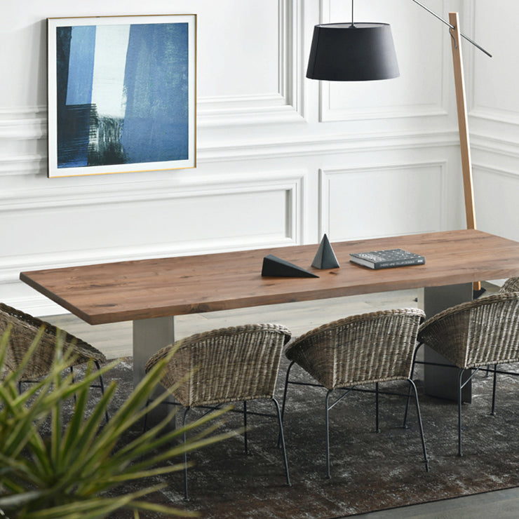 Metal Industrial Rectangle Dining Table Wood Top Table for Kitchen and Dining Room Clearhalo ' dining_table' 'Dining Tables & Seating' 'Dining Tables' 'furn' 'furn_dining_table' 'Furniture' 'furniture_dining_table' 'Kitchen & Dining Furniture' 'kitchen&dining_furn' 'kitchen' 'kitchen_dining_table' 3945618