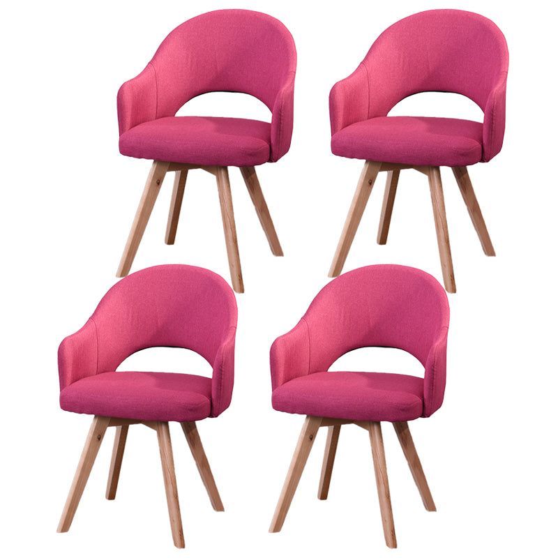 Modern Wooden Dining Chairs Open Back Dining Side Arm Chairs for Kitchen Light Rose Red 4 Piece Set Clearhalo ' kitchen&dining_furn' 'Dining Chairs' 'Dining Tables & Seating' 'dining_chair' 'furn' 'furn_dining_chair' 'Furniture' 'furniture_dining_chair' 'Kitchen & Dining Furniture' 'kitchen' 3950255