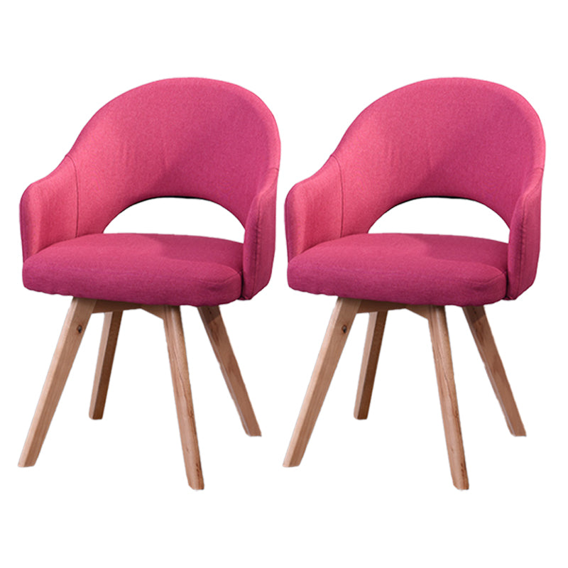 Modern Wooden Dining Chairs Open Back Dining Side Arm Chairs for Kitchen Light Rose Red 2 Piece Set Clearhalo ' kitchen&dining_furn' 'Dining Chairs' 'Dining Tables & Seating' 'dining_chair' 'furn' 'furn_dining_chair' 'Furniture' 'furniture_dining_chair' 'Kitchen & Dining Furniture' 'kitchen' 3950257