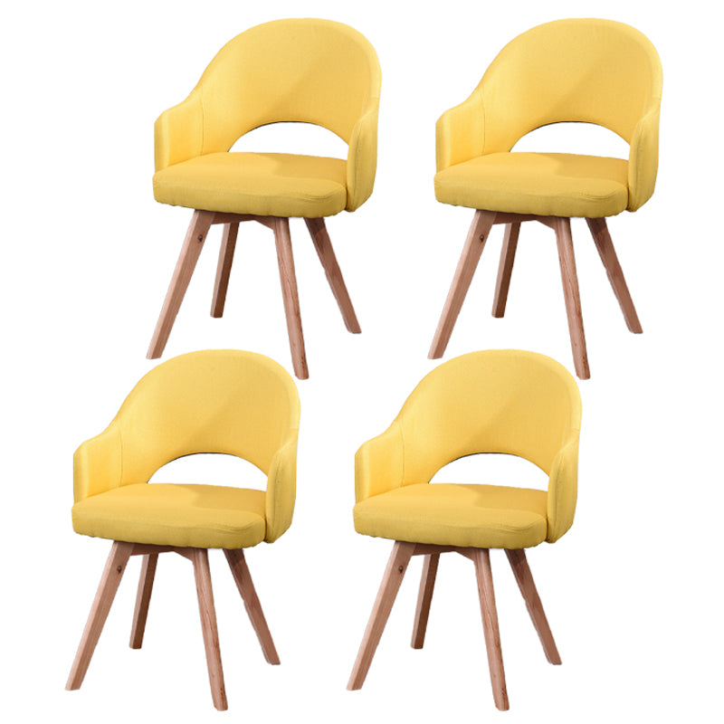 Modern Wooden Dining Chairs Open Back Dining Side Arm Chairs for Kitchen Yellow 4 Piece Set Clearhalo ' kitchen&dining_furn' 'Dining Chairs' 'Dining Tables & Seating' 'dining_chair' 'furn' 'furn_dining_chair' 'Furniture' 'furniture_dining_chair' 'Kitchen & Dining Furniture' 'kitchen' 3950261
