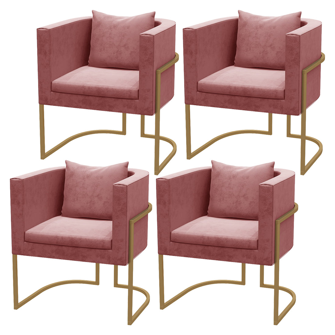 Contemporary Style Upholstered Armless Dining Chairs Solid Back Chairs for Home Pink 4 Piece Set Clearhalo ' kitchen&dining_furn' 'Dining Chairs' 'Dining Tables & Seating' 'dining_chair' 'furn' 'furn_dining_chair' 'Furniture' 'furniture_dining_chair' 'Kitchen & Dining Furniture' 'kitchen' 3950278