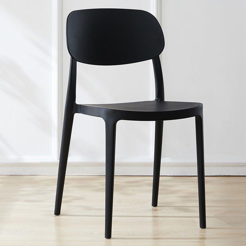 Scandinavian Plastic Armless Dining Chairs Stackable Open Back Side Chair Black 1 Piece Clearhalo ' kitchen&dining_furn' 'Dining Chairs' 'Dining Tables & Seating' 'dining_chair' 'furn' 'furn_dining_chair' 'Furniture' 'furniture_dining_chair' 'Kitchen & Dining Furniture' 'kitchen' 3950291