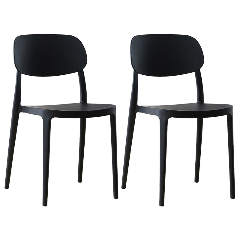 Scandinavian Plastic Armless Dining Chairs Stackable Open Back Side Chair Black 2 Piece Set Clearhalo ' kitchen&dining_furn' 'Dining Chairs' 'Dining Tables & Seating' 'dining_chair' 'furn' 'furn_dining_chair' 'Furniture' 'furniture_dining_chair' 'Kitchen & Dining Furniture' 'kitchen' 3950293