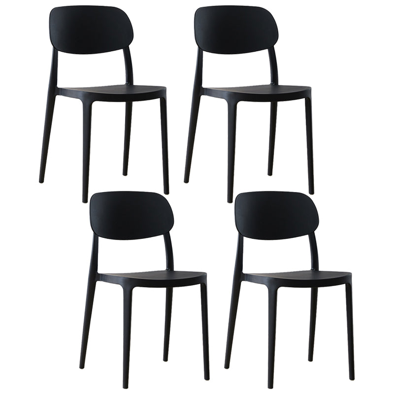 Scandinavian Plastic Armless Dining Chairs Stackable Open Back Side Chair Black 4 Piece Set Clearhalo ' kitchen&dining_furn' 'Dining Chairs' 'Dining Tables & Seating' 'dining_chair' 'furn' 'furn_dining_chair' 'Furniture' 'furniture_dining_chair' 'Kitchen & Dining Furniture' 'kitchen' 3950295