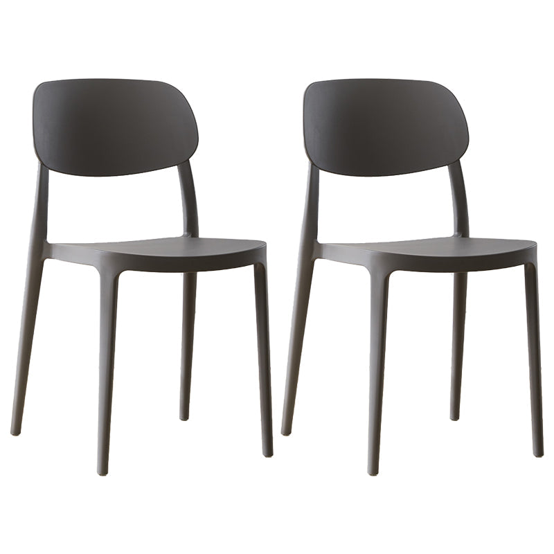 Scandinavian Plastic Armless Dining Chairs Stackable Open Back Side Chair Grey 2 Piece Set Clearhalo ' kitchen&dining_furn' 'Dining Chairs' 'Dining Tables & Seating' 'dining_chair' 'furn' 'furn_dining_chair' 'Furniture' 'furniture_dining_chair' 'Kitchen & Dining Furniture' 'kitchen' 3950299