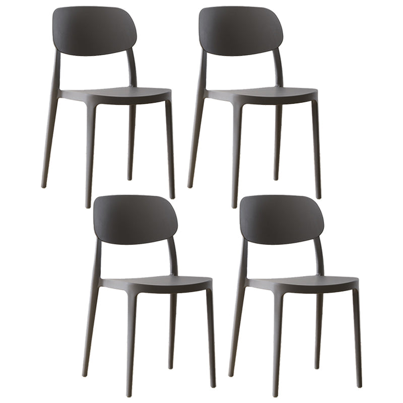 Scandinavian Plastic Armless Dining Chairs Stackable Open Back Side Chair Grey 4 Piece Set Clearhalo ' kitchen&dining_furn' 'Dining Chairs' 'Dining Tables & Seating' 'dining_chair' 'furn' 'furn_dining_chair' 'Furniture' 'furniture_dining_chair' 'Kitchen & Dining Furniture' 'kitchen' 3950301