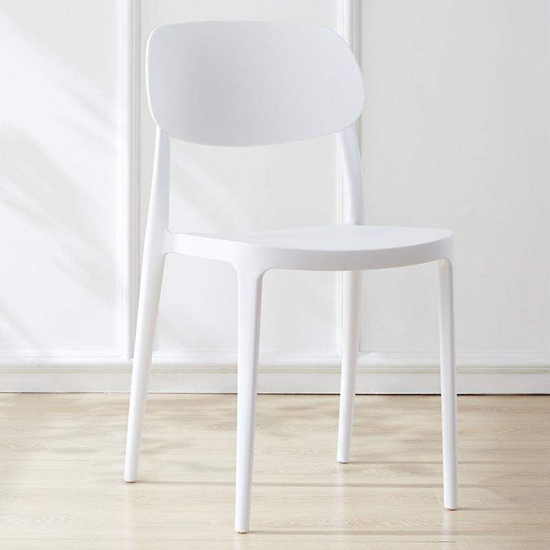 Scandinavian Plastic Armless Dining Chairs Stackable Open Back Side Chair White 1 Piece Clearhalo ' kitchen&dining_furn' 'Dining Chairs' 'Dining Tables & Seating' 'dining_chair' 'furn' 'furn_dining_chair' 'Furniture' 'furniture_dining_chair' 'Kitchen & Dining Furniture' 'kitchen' 3950303