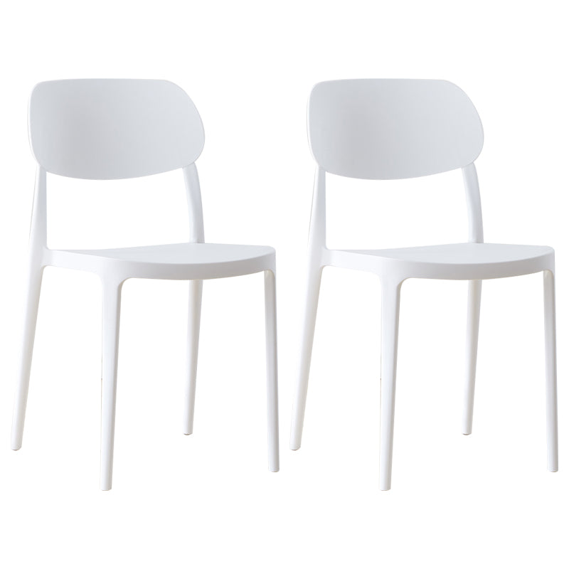 Scandinavian Plastic Armless Dining Chairs Stackable Open Back Side Chair White 2 Piece Set Clearhalo ' kitchen&dining_furn' 'Dining Chairs' 'Dining Tables & Seating' 'dining_chair' 'furn' 'furn_dining_chair' 'Furniture' 'furniture_dining_chair' 'Kitchen & Dining Furniture' 'kitchen' 3950305