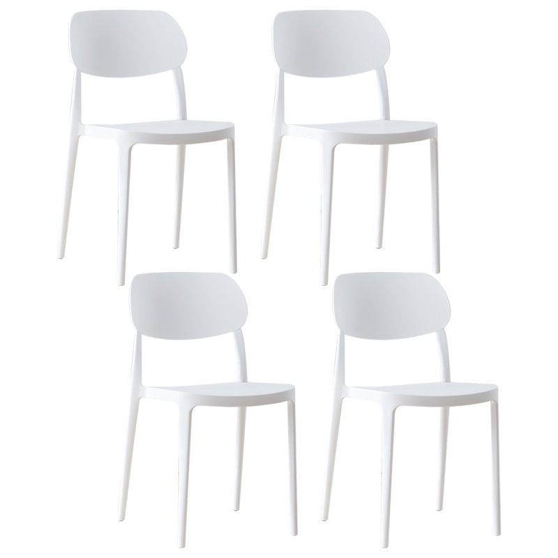 Scandinavian Plastic Armless Dining Chairs Stackable Open Back Side Chair White 4 Piece Set Clearhalo ' kitchen&dining_furn' 'Dining Chairs' 'Dining Tables & Seating' 'dining_chair' 'furn' 'furn_dining_chair' 'Furniture' 'furniture_dining_chair' 'Kitchen & Dining Furniture' 'kitchen' 3950307
