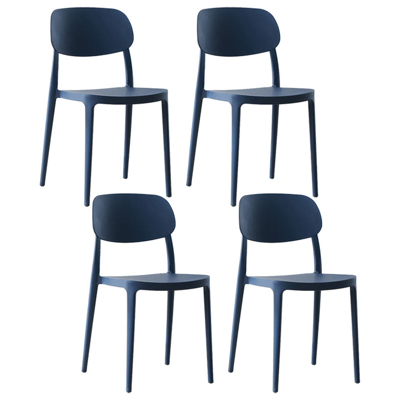Scandinavian Plastic Armless Dining Chairs Stackable Open Back Side Chair Blue 4 Piece Set Clearhalo ' kitchen&dining_furn' 'Dining Chairs' 'Dining Tables & Seating' 'dining_chair' 'furn' 'furn_dining_chair' 'Furniture' 'furniture_dining_chair' 'Kitchen & Dining Furniture' 'kitchen' 3950316