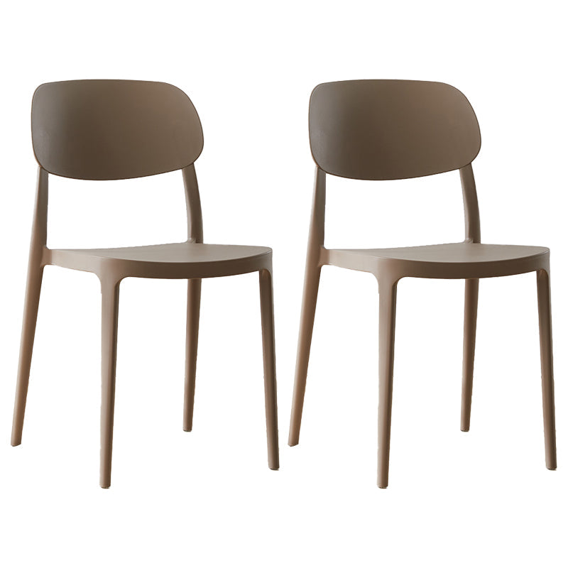 Scandinavian Plastic Armless Dining Chairs Stackable Open Back Side Chair Light Brown 2 Piece Set Clearhalo ' kitchen&dining_furn' 'Dining Chairs' 'Dining Tables & Seating' 'dining_chair' 'furn' 'furn_dining_chair' 'Furniture' 'furniture_dining_chair' 'Kitchen & Dining Furniture' 'kitchen' 3950318