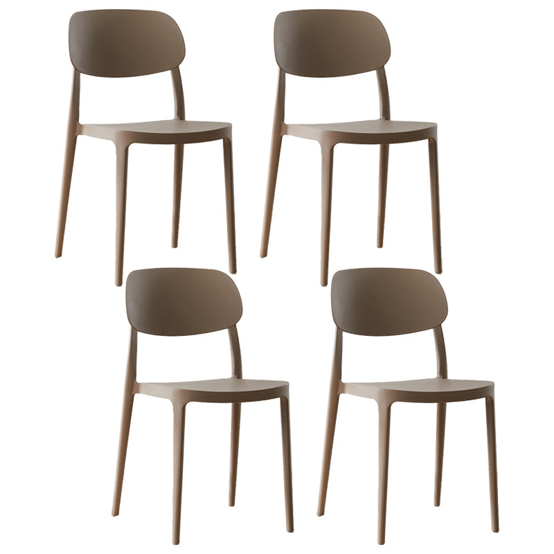 Scandinavian Plastic Armless Dining Chairs Stackable Open Back Side Chair Light Brown 4 Piece Set Clearhalo ' kitchen&dining_furn' 'Dining Chairs' 'Dining Tables & Seating' 'dining_chair' 'furn' 'furn_dining_chair' 'Furniture' 'furniture_dining_chair' 'Kitchen & Dining Furniture' 'kitchen' 3950319
