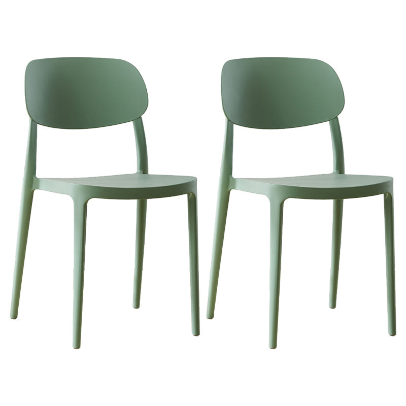 Scandinavian Plastic Armless Dining Chairs Stackable Open Back Side Chair Pea Green 2 Piece Set Clearhalo ' kitchen&dining_furn' 'Dining Chairs' 'Dining Tables & Seating' 'dining_chair' 'furn' 'furn_dining_chair' 'Furniture' 'furniture_dining_chair' 'Kitchen & Dining Furniture' 'kitchen' 3950321