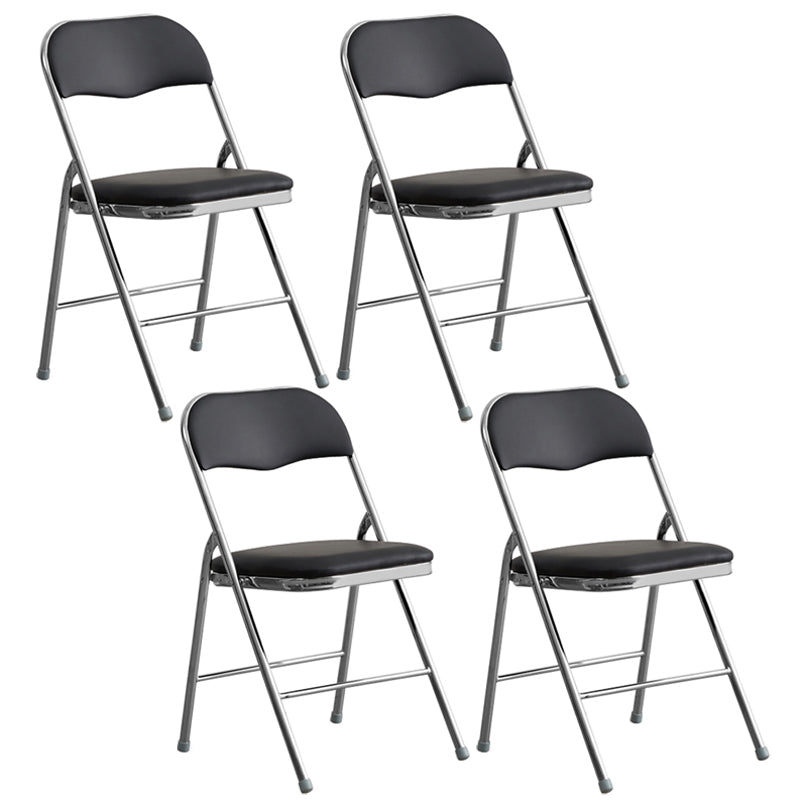 Industrial Style PU Leather Dining Chairs Open Back Dining Side Chairs for Home Black 4 Piece Set Silver Clearhalo ' kitchen&dining_furn' 'Dining Chairs' 'Dining Tables & Seating' 'dining_chair' 'furn' 'furn_dining_chair' 'Furniture' 'furniture_dining_chair' 'Kitchen & Dining Furniture' 'kitchen' 3950357