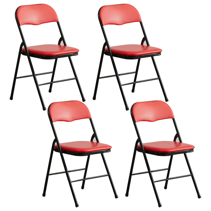 Industrial Style PU Leather Dining Chairs Open Back Dining Side Chairs for Home Red 4 Piece Set Black Clearhalo ' kitchen&dining_furn' 'Dining Chairs' 'Dining Tables & Seating' 'dining_chair' 'furn' 'furn_dining_chair' 'Furniture' 'furniture_dining_chair' 'Kitchen & Dining Furniture' 'kitchen' 3950362