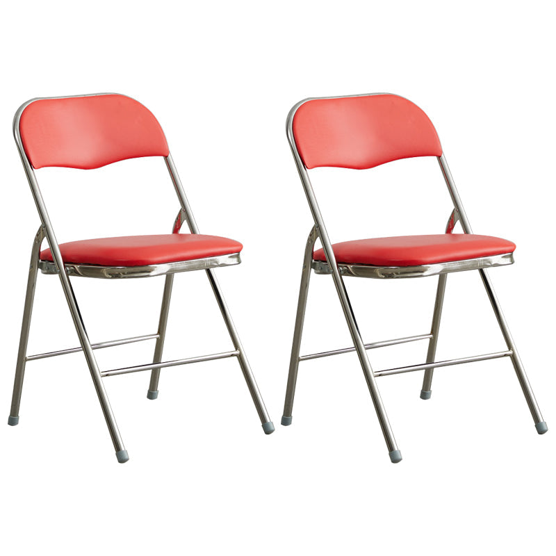 Industrial Style PU Leather Dining Chairs Open Back Dining Side Chairs for Home Red 2 Piece Set Silver Clearhalo ' kitchen&dining_furn' 'Dining Chairs' 'Dining Tables & Seating' 'dining_chair' 'furn' 'furn_dining_chair' 'Furniture' 'furniture_dining_chair' 'Kitchen & Dining Furniture' 'kitchen' 3950366