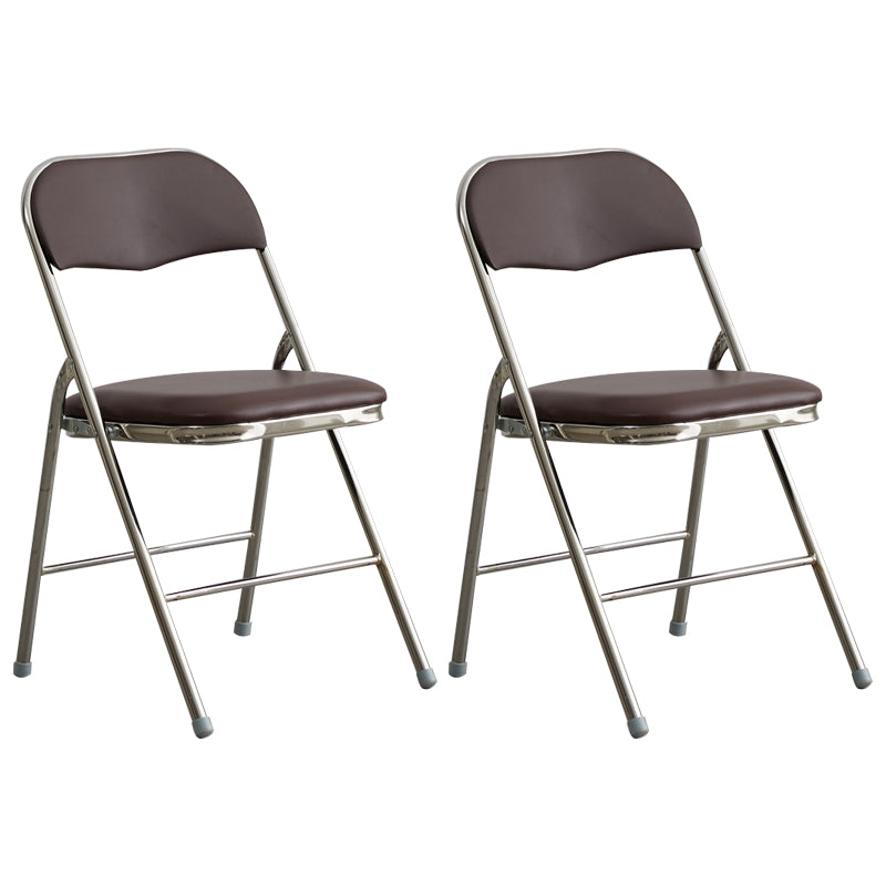 Industrial Style PU Leather Dining Chairs Open Back Dining Side Chairs for Home Brown 2 Piece Set Silver Clearhalo ' kitchen&dining_furn' 'Dining Chairs' 'Dining Tables & Seating' 'dining_chair' 'furn' 'furn_dining_chair' 'Furniture' 'furniture_dining_chair' 'Kitchen & Dining Furniture' 'kitchen' 3950376